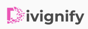 Logo of "Divignify" with a stylized pink letter "D" composed of scattered pixels, followed by the word "ivignify" in sleek gray font. Modern and digital.